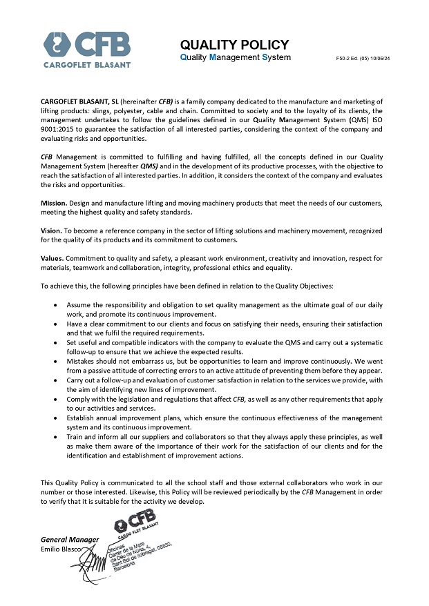 Quality-Policy Quality Policy CargoFlet Blasant